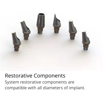 Restorative Components System restorative components are compatible with all diameters of implant.