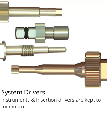 System Drivers Instruments & Insertion drivers are kept to minimum.